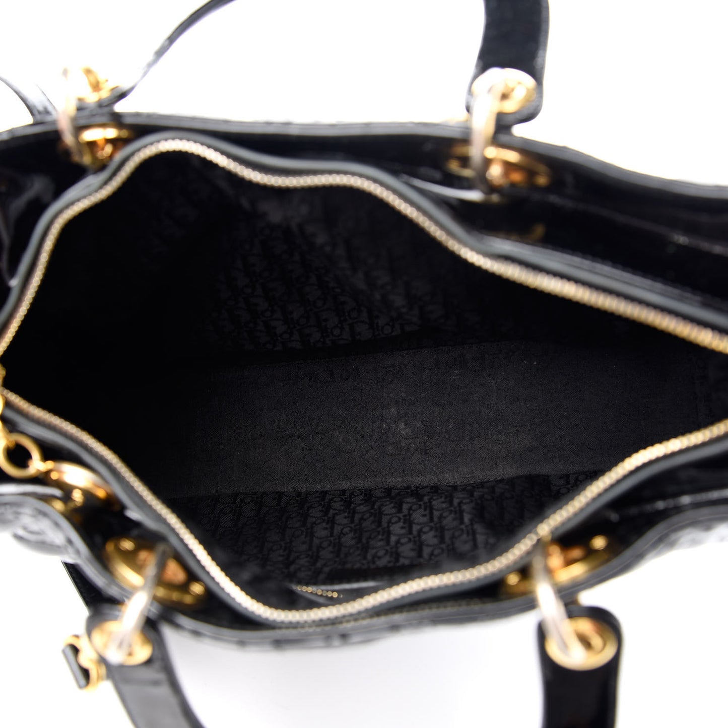 Patent Cannage Large Lady Dior Black