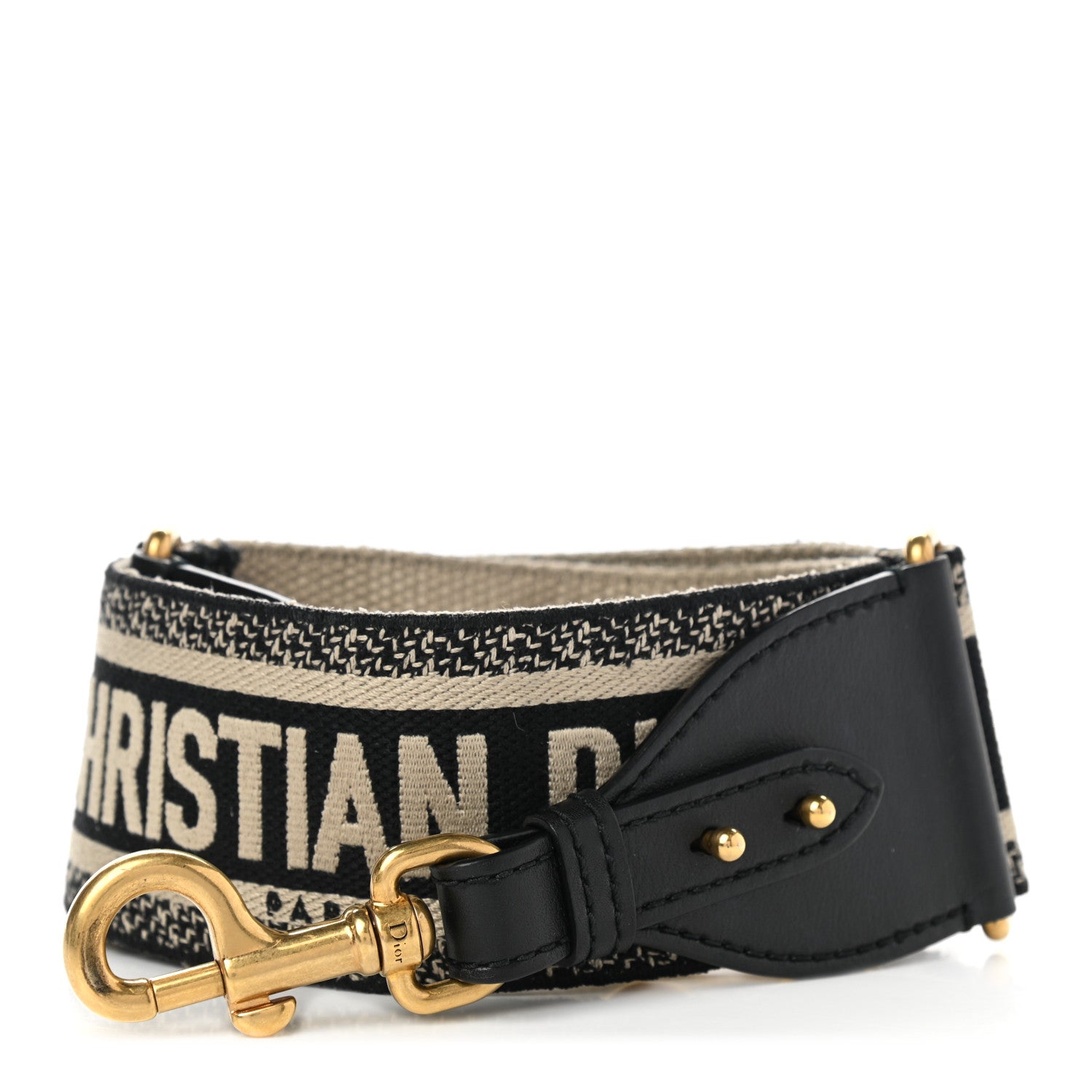 Christian Dior Canvas Embroidered Shoulder Strap Black 1 of 7