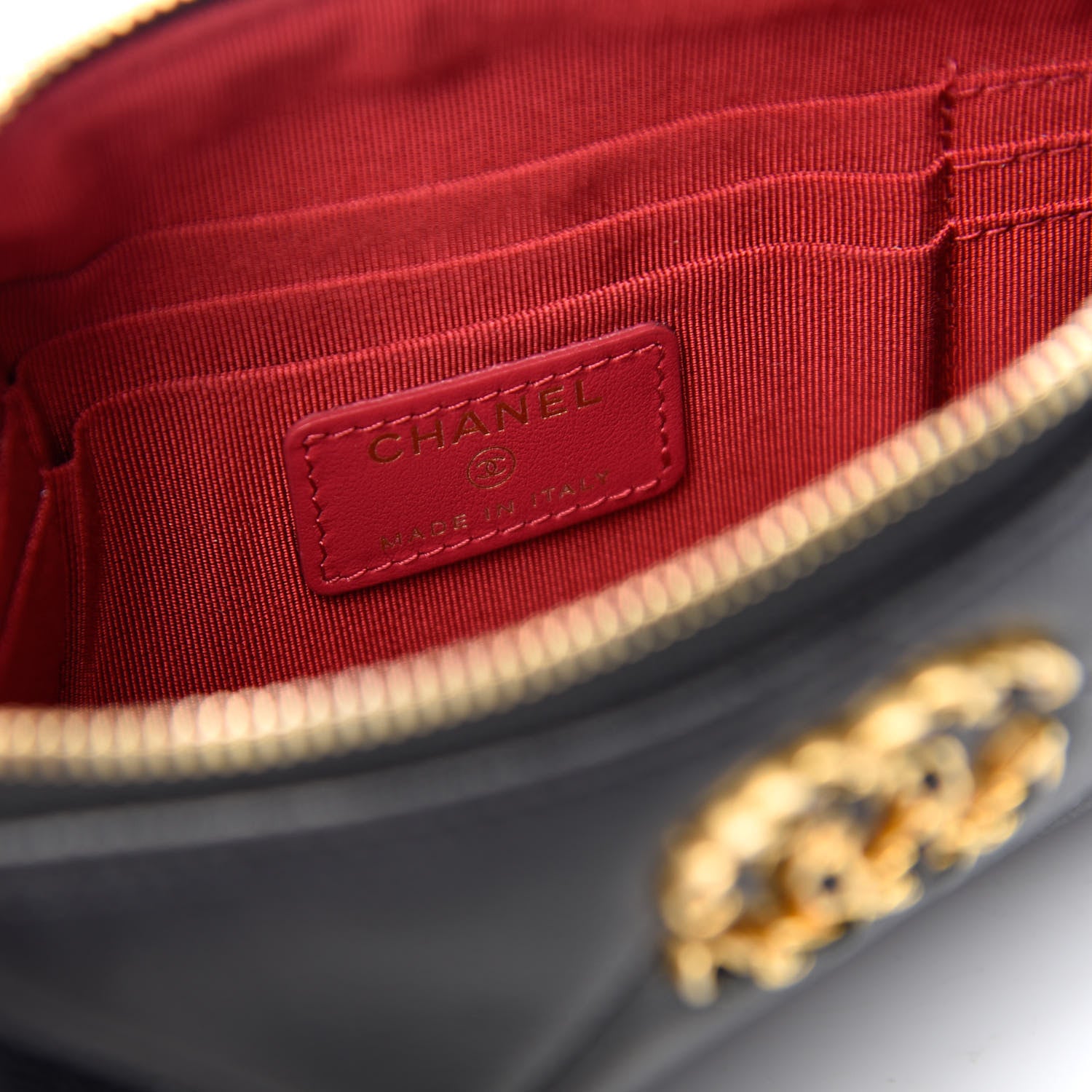 Chanel Shiny Goatskin Quilted Small Chanel 19 Pouch Black 6 of 8