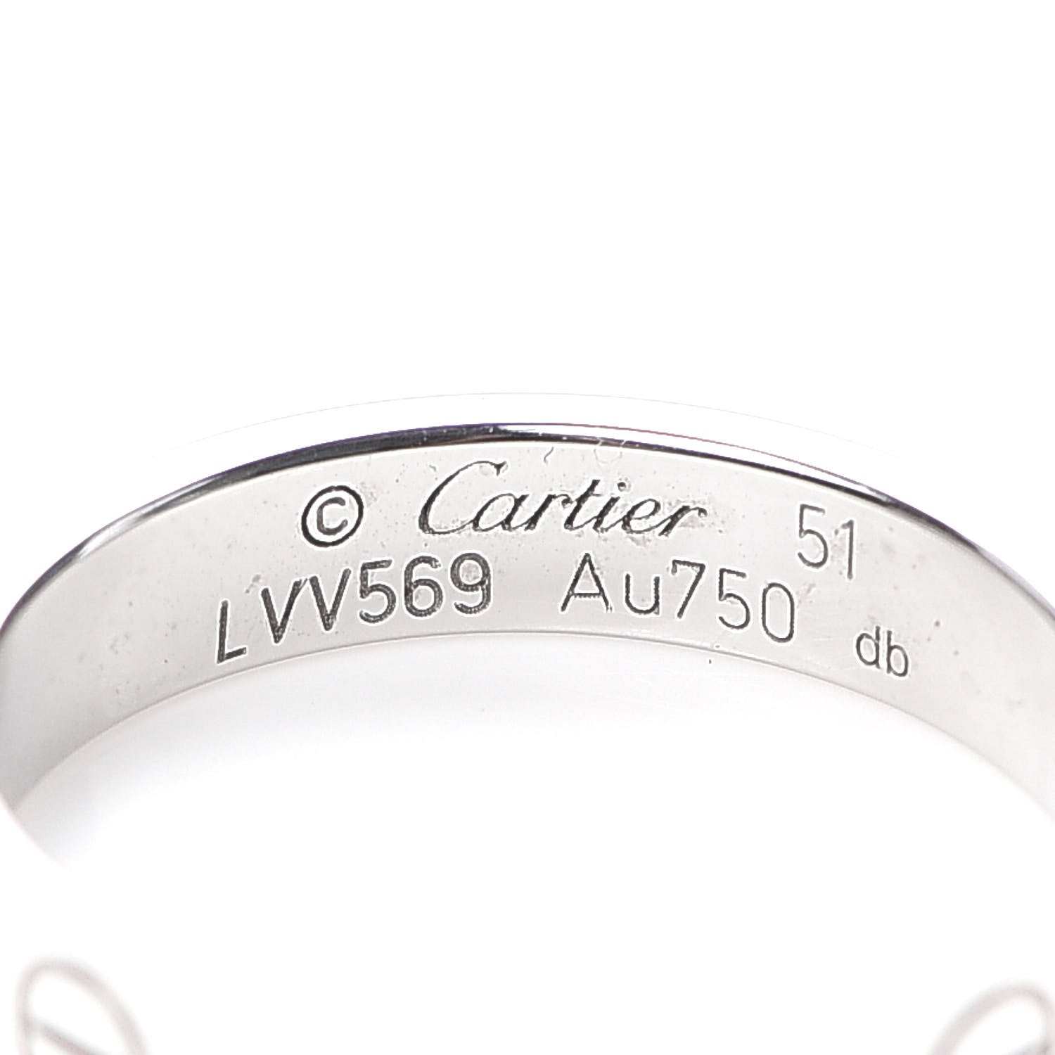 Cartier 18K White Gold 3.5mm LOVE Wedding Band Ring 51 5.75 4 of 5