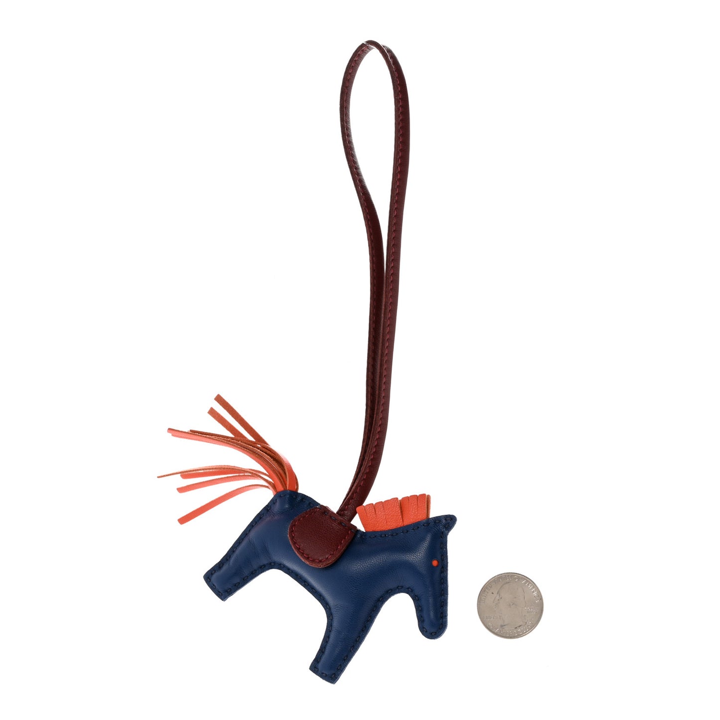 Milo Lambskin Grigri Rodeo Horse Bag Charm PM Bleu de Malte Rouge H Peony