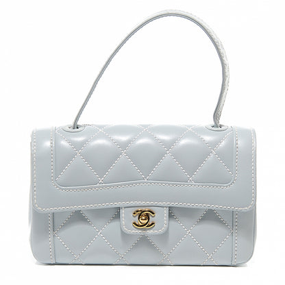 Chanel Leather Quilted Surpique Flap Light Blue 1 of 8