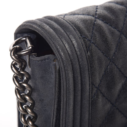 Chanel Goatskin Quilted Medium Gentle Boy Flap Navy Blue 9 of 17