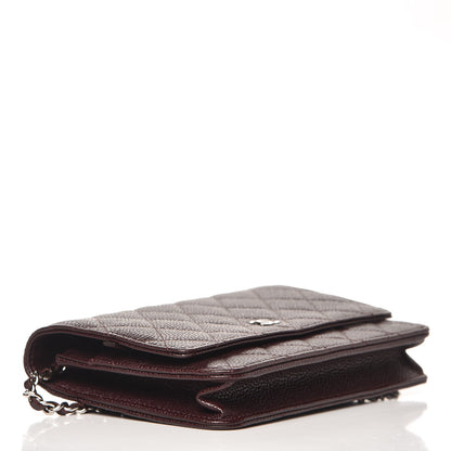 Chanel Caviar Quilted Wallet on Chain WOC Burgundy 4 of 9