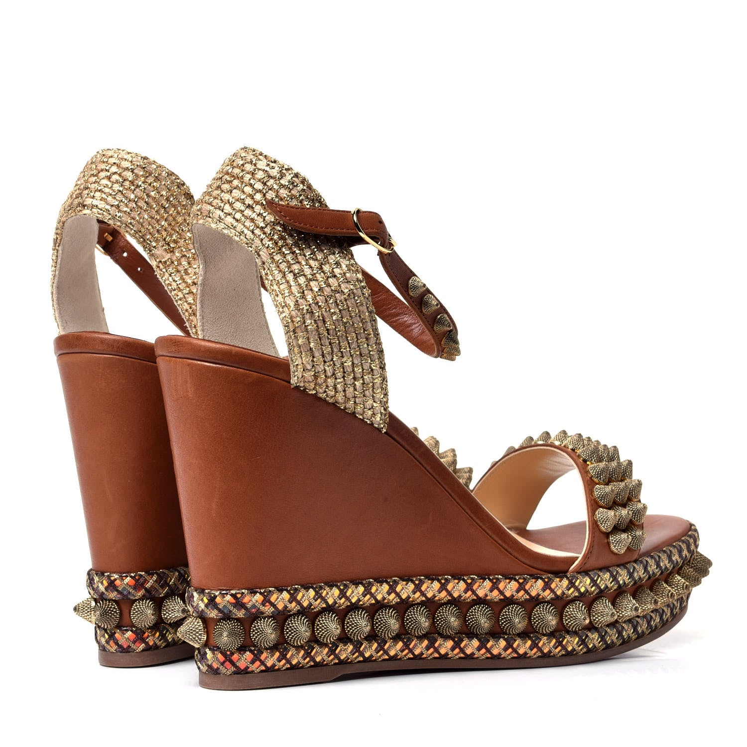 Christian Louboutin Calfskin Cordorella 110 Wedge Sandals 41 Version Cuoio 3 of 11