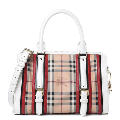 Burberry Haymarket Check Medium Alchester Bowling Bag White Military Red 1 of 15
