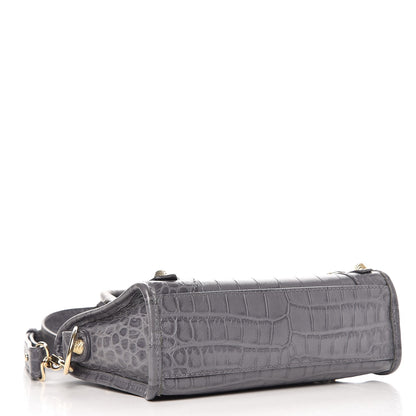 Balenciaga Calfskin Crocodile Embossed Giant 12 Gold Hardware Mini City Gris Beton 5 of 9