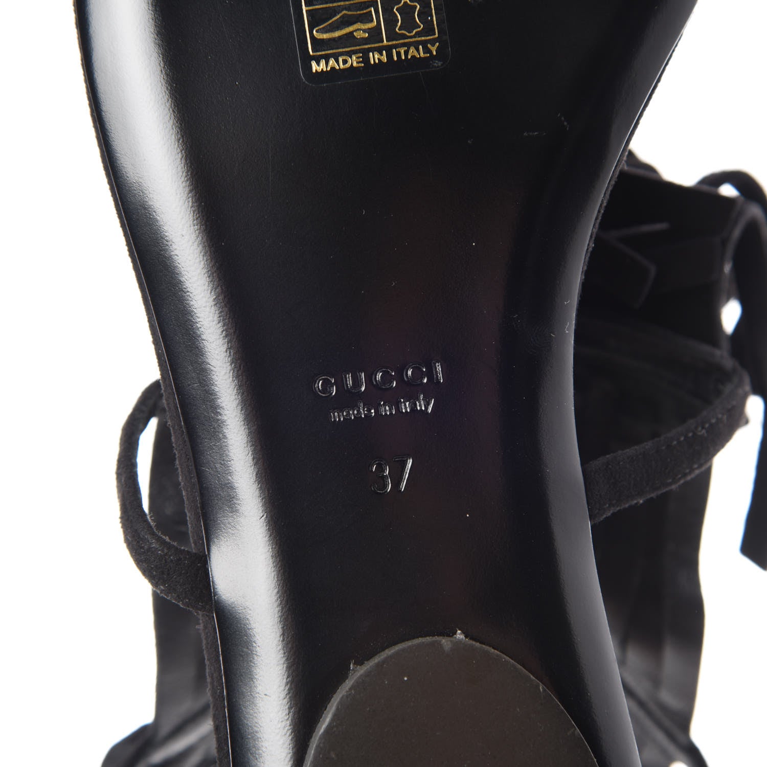 Gucci Suede Becky Ladder Fringe Sandals 37 Black 7 of 13