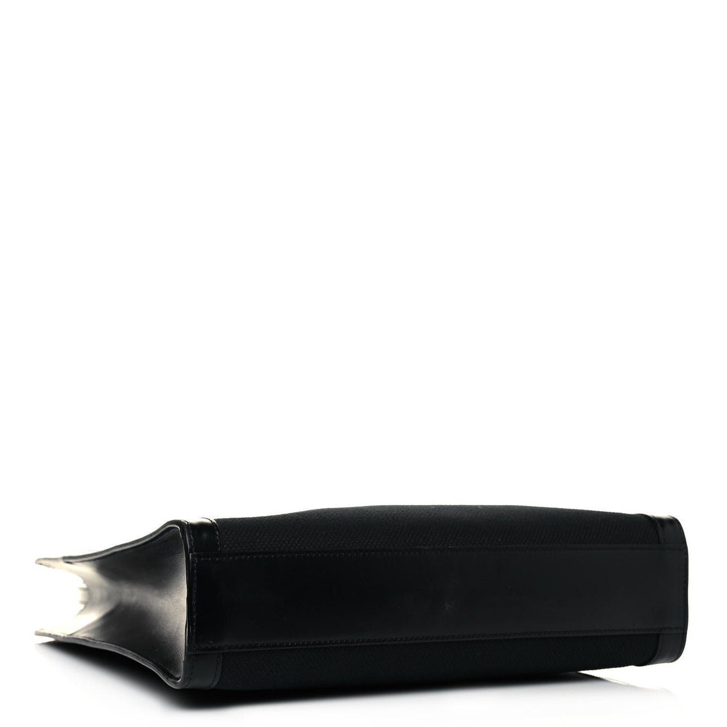 Canvas Calfskin Small Vertical Cabas Black