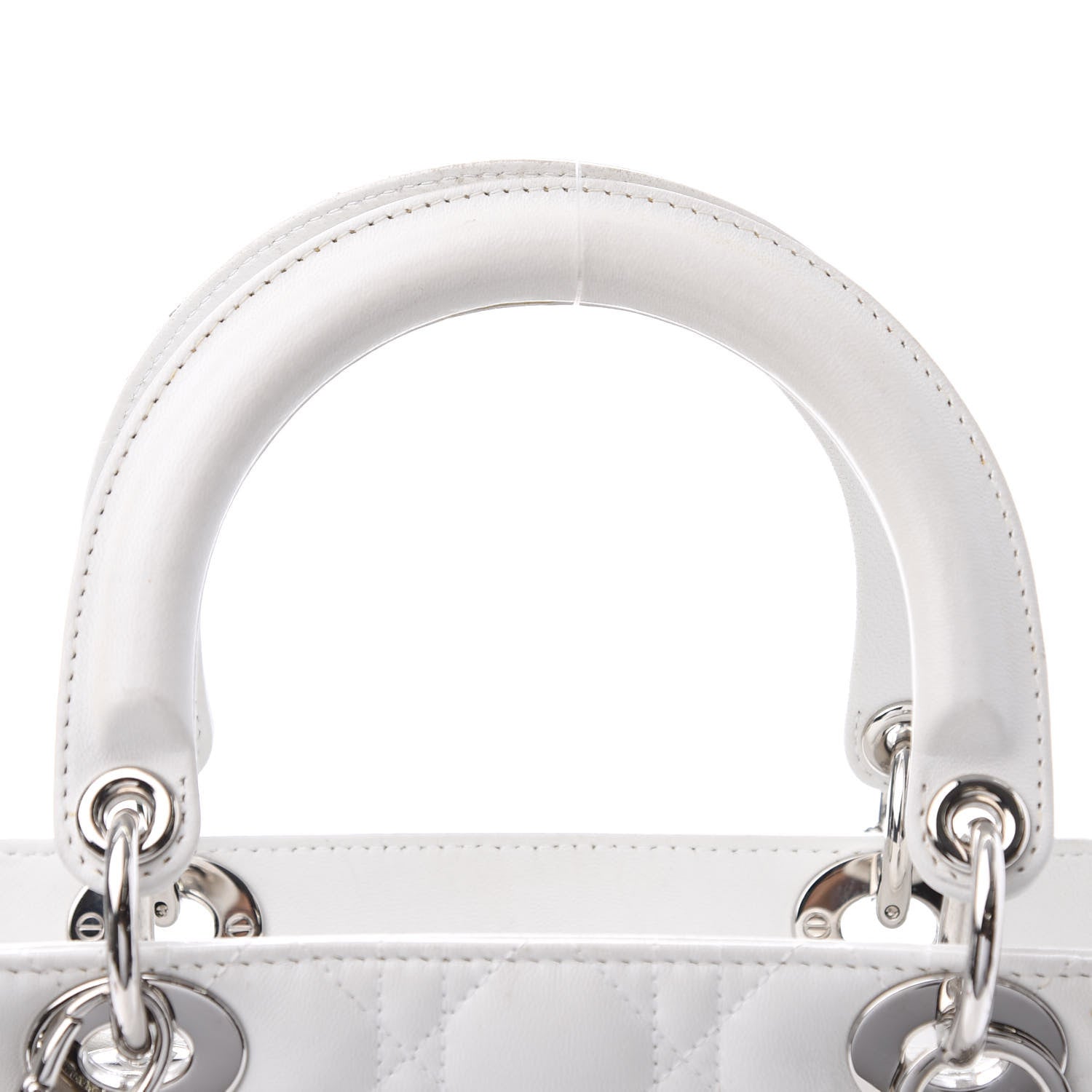 Christian Dior Lambskin Cannage Medium Lady Dior White 10 of 13