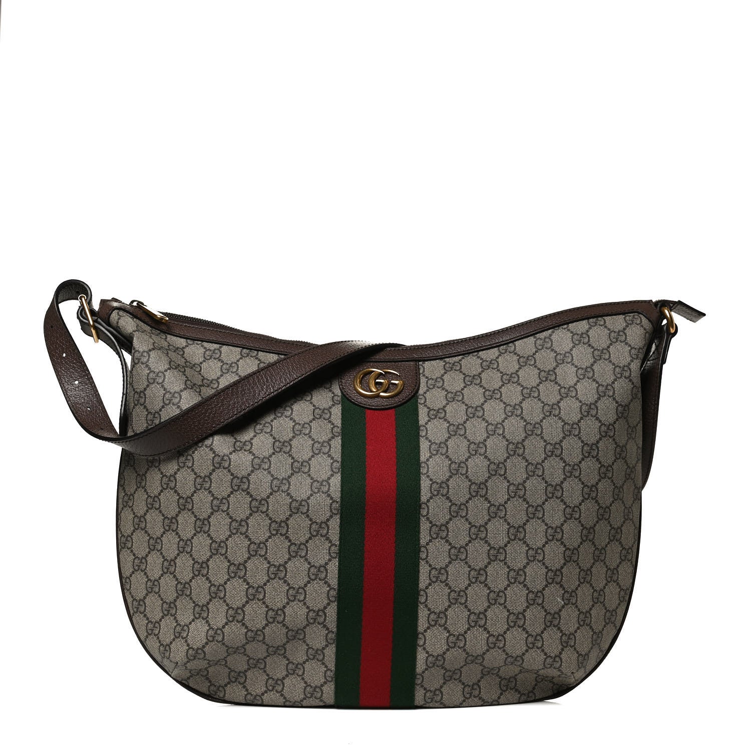 Gucci GG Supreme Monogram Web Ophidia Half Moon Hobo Brown 1 of 12
