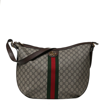 Gucci GG Supreme Monogram Web Ophidia Half Moon Hobo Brown 1 of 12