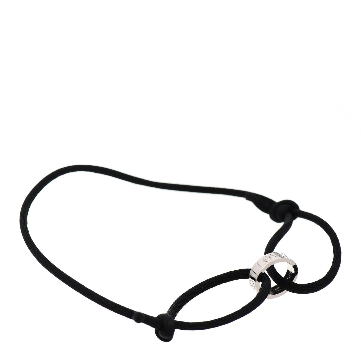 18K White Gold Charity LOVE Adjustable Cord Bracelet Black