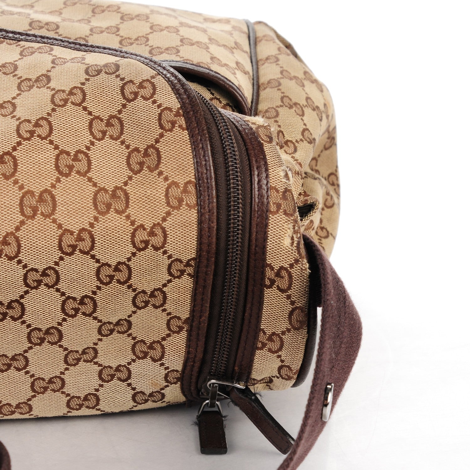 Gucci Monogram Natural Pigskin Large Diaper Bag Beige Ebony Cocoa Dark Chocolate 8 of 13