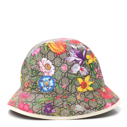 Gucci GG Supreme Monogram Flora Fedora Hat M White 5 of 9
