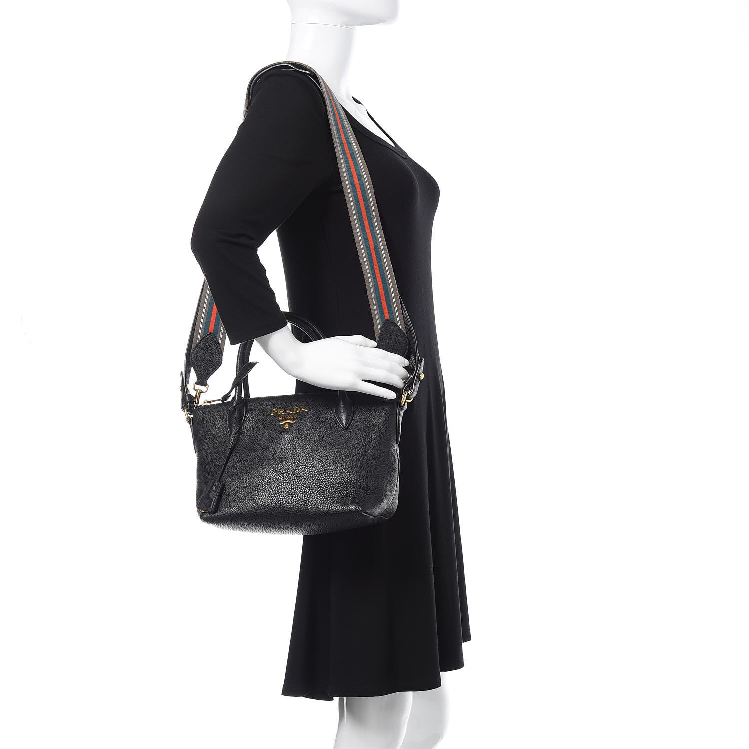 Prada Vitello Daino Tote Black 2 of 10