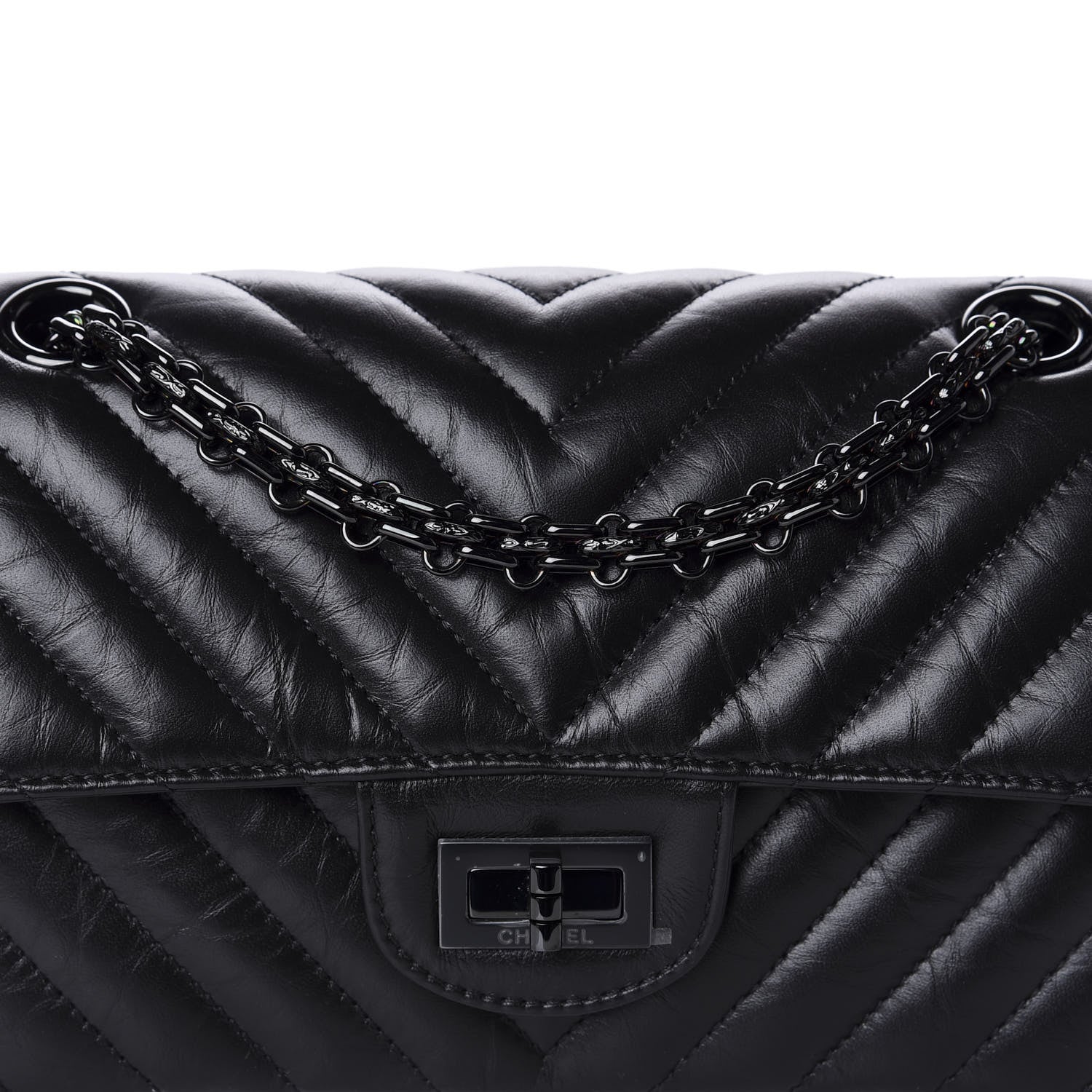 Chanel Aged Calfskin Chevron Quilted 2.55 Reissue Mini Flap So Black 11 of 11