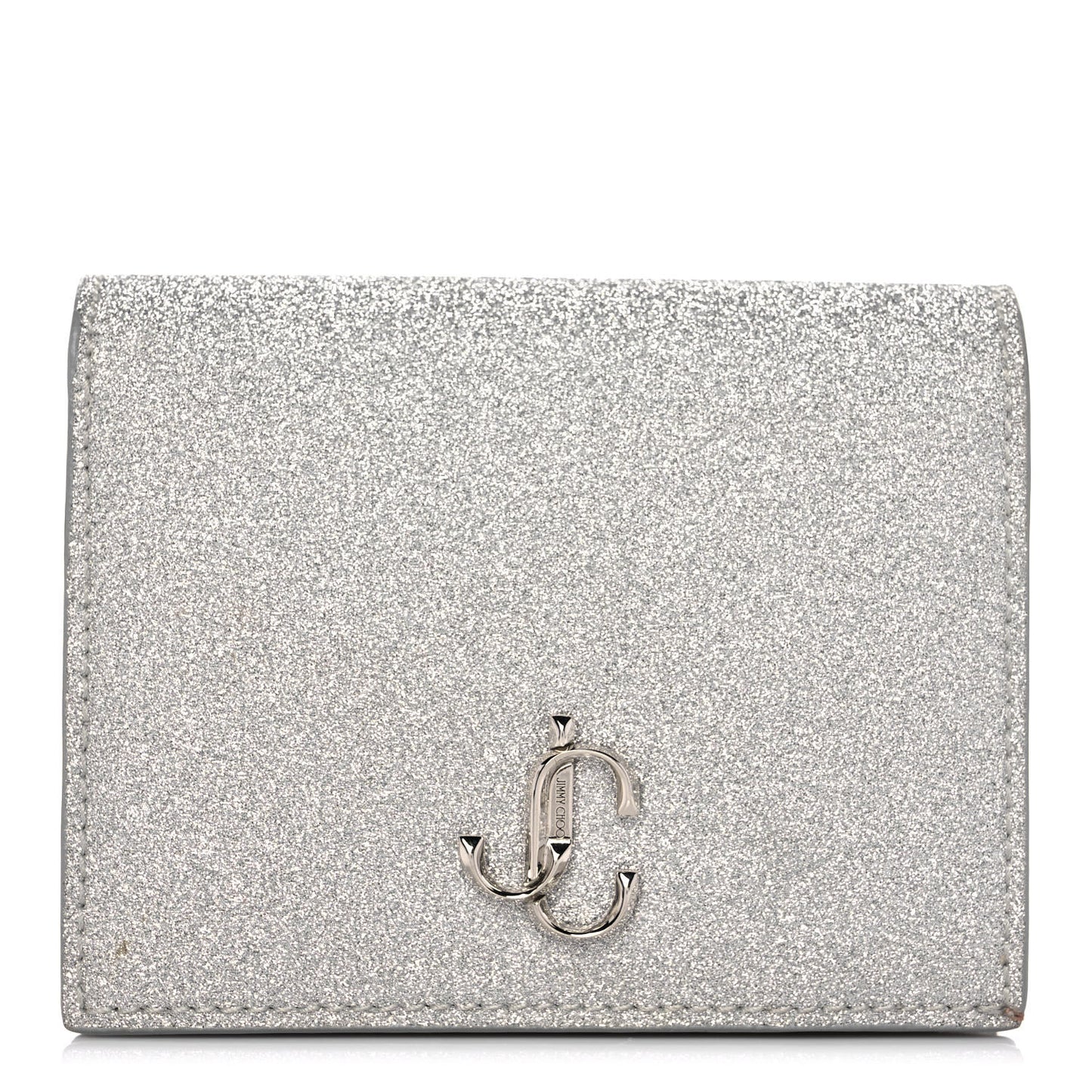 Coarse Glitter Calfskin Palace Wallet Silver