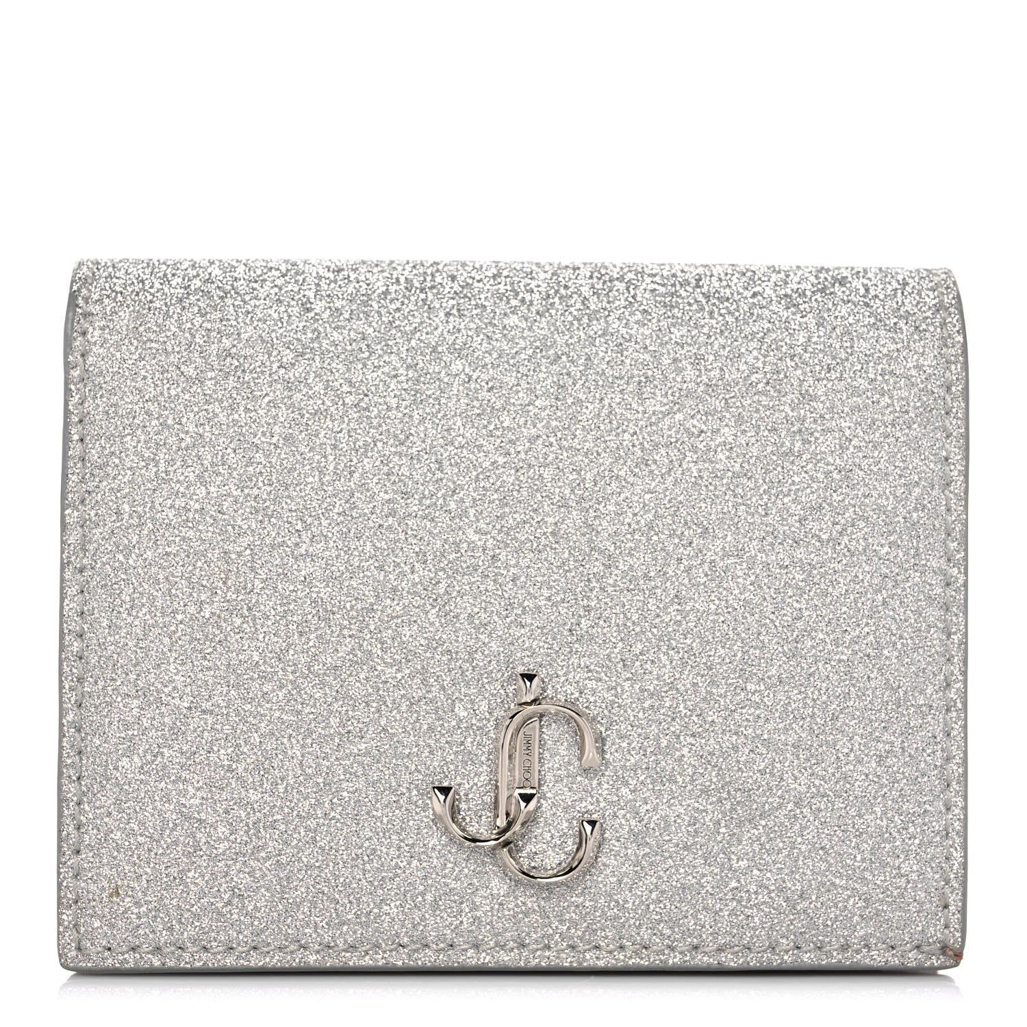 Jimmy Choo Coarse Glitter Calfskin Palace Wallet Silver 1 of 11