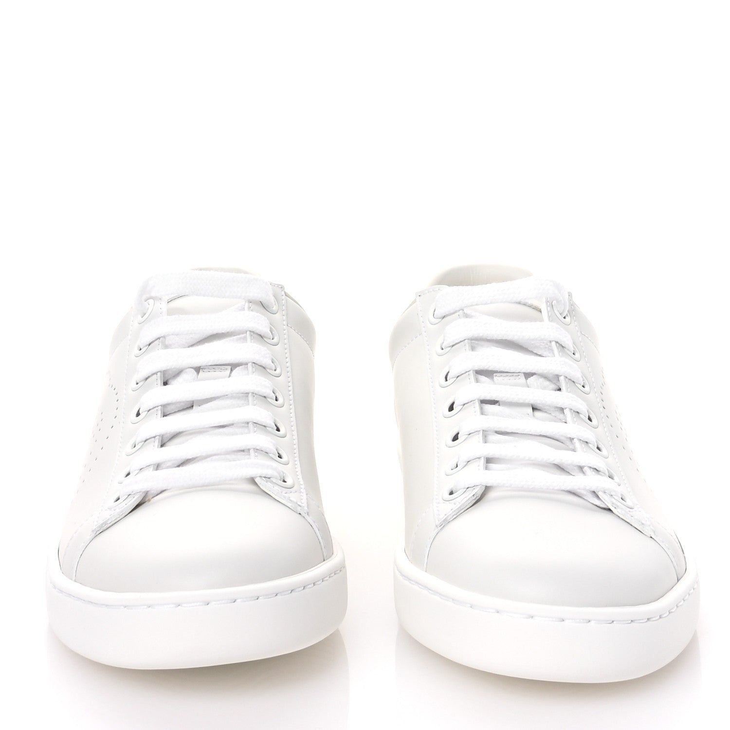 Gucci Calfskin Interlocking G Perforated Womens Ace Sneakers 37 White Grey Sky 3 of 8