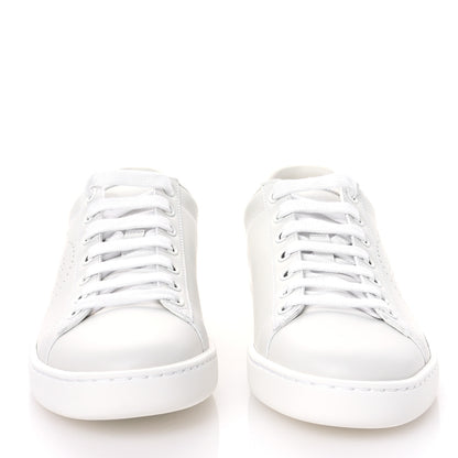 Gucci Calfskin Interlocking G Perforated Womens Ace Sneakers 37 White Grey Sky 3 of 8