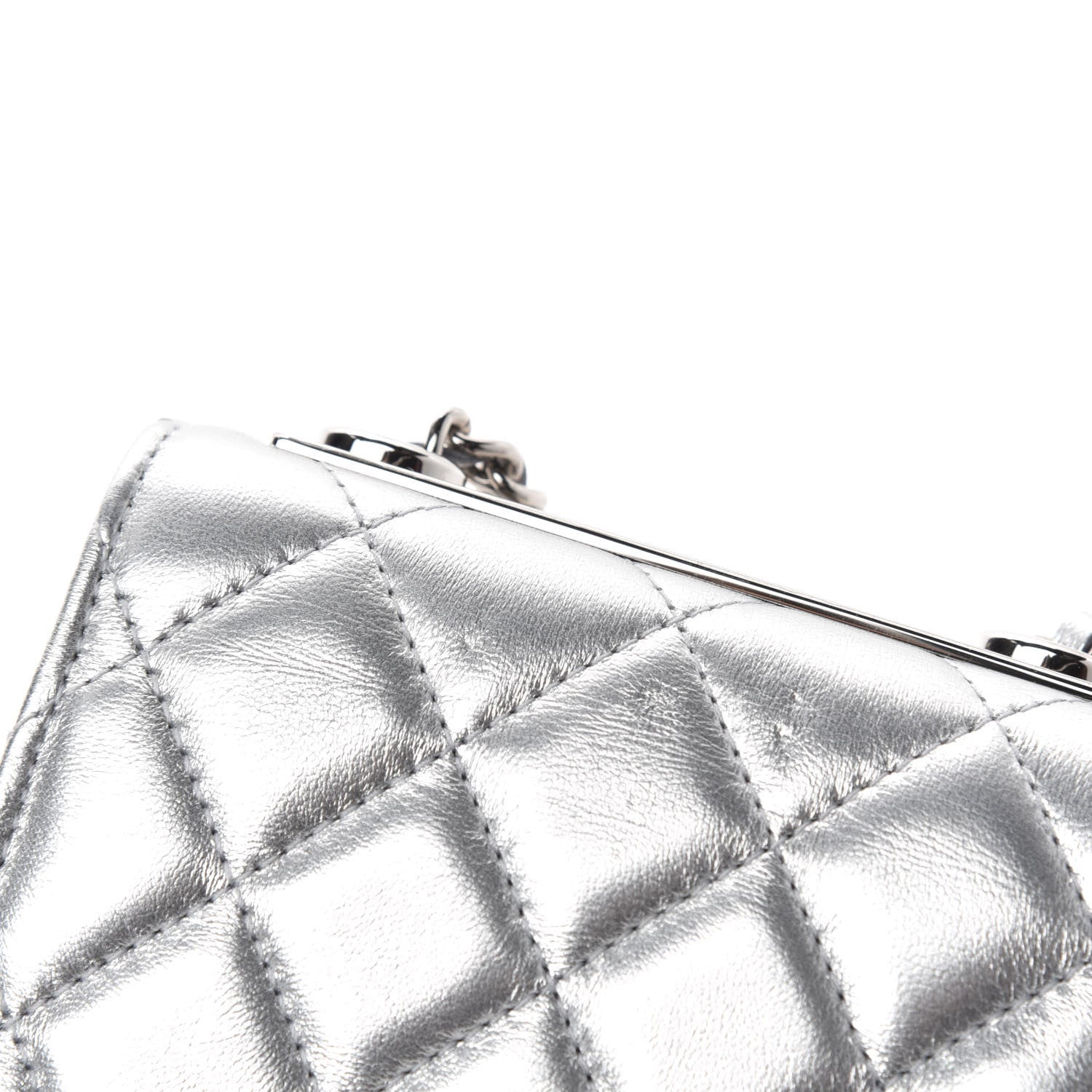 Chanel Metallic Lambskin Quilted Mini Trendy CC Clutch With Chain Silver 8 of 12