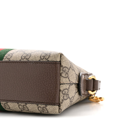 Gucci GG Supreme Monogram Textured Dollar Calfskin Web Small Ophidia Dome Shoulder Bag Beige Ebony New Acero 10 of 13