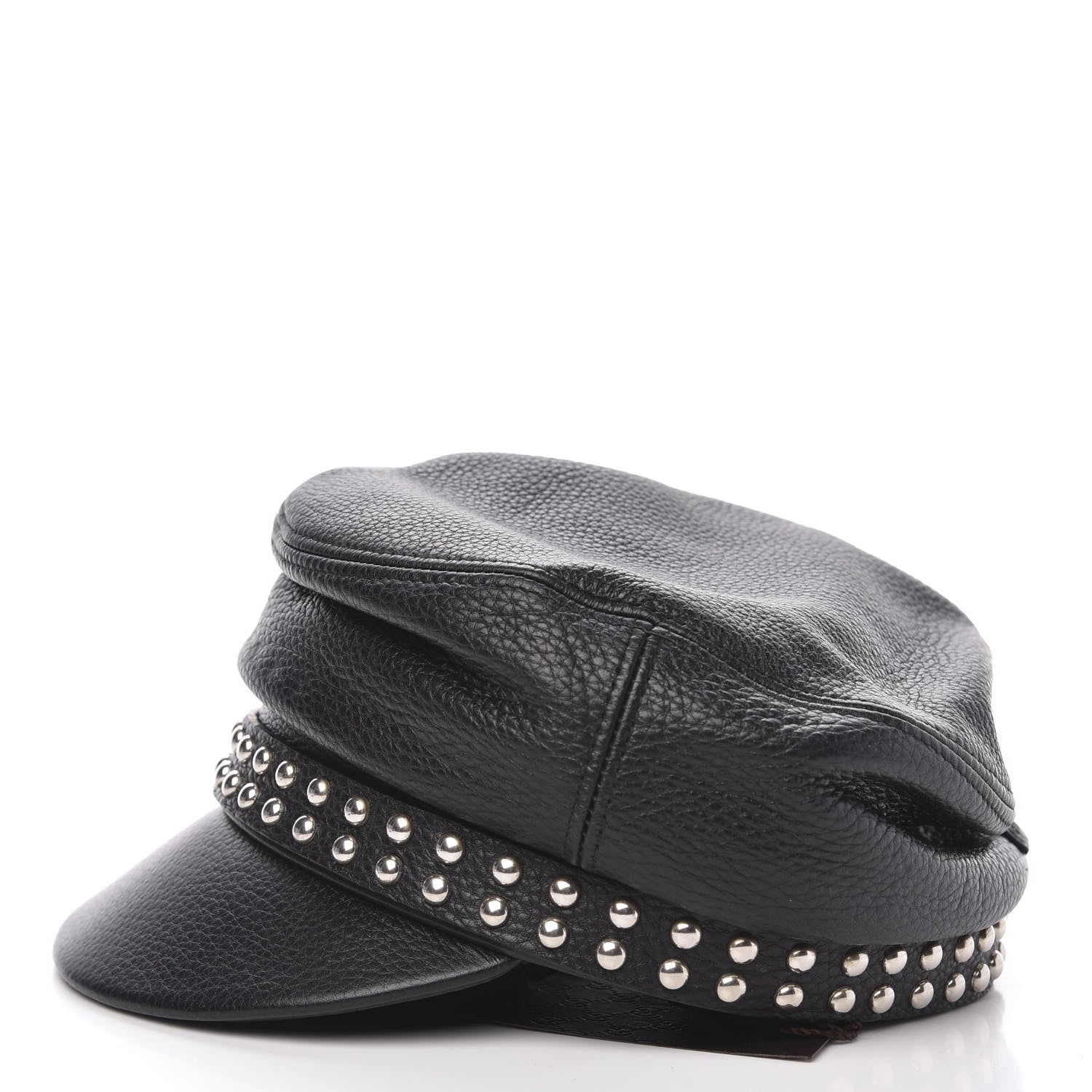 Gucci Calfskin Studded Cellarius Hat L Black 3 of 6