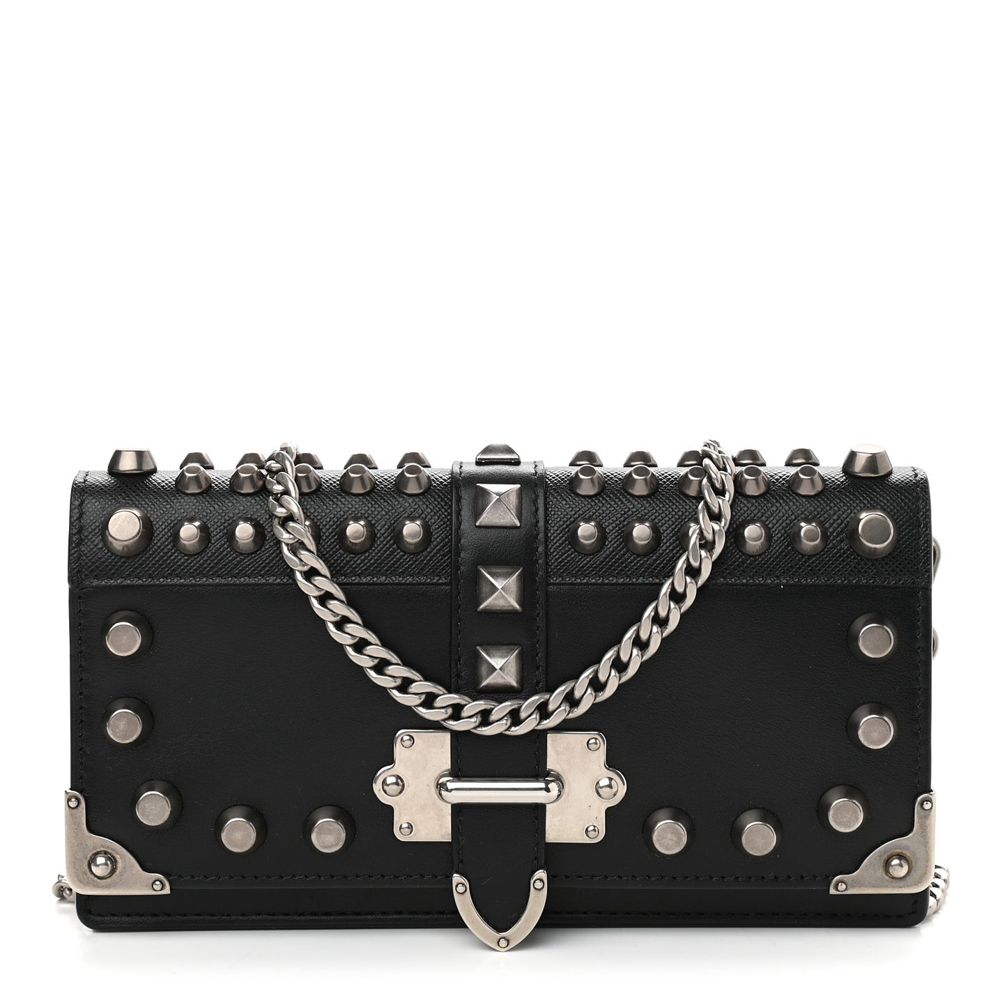 City Calfskin Cahier Studded Mini Bag Black