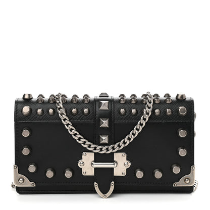 Prada City Calfskin Cahier Studded Mini Bag Black 1 of 9