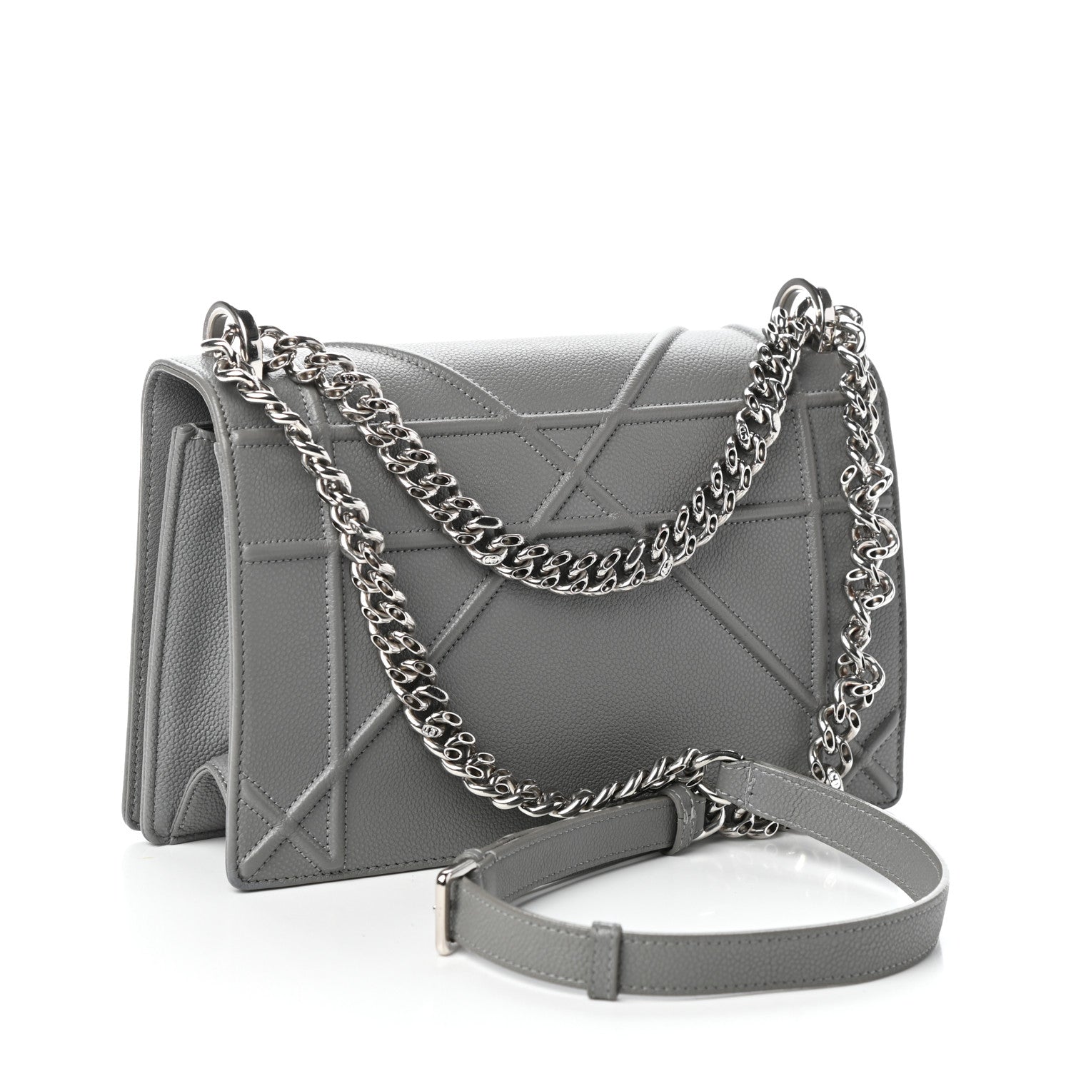 Christian Dior Grained Calfskin Medium Diorama Flap Bag Gris 3 of 9