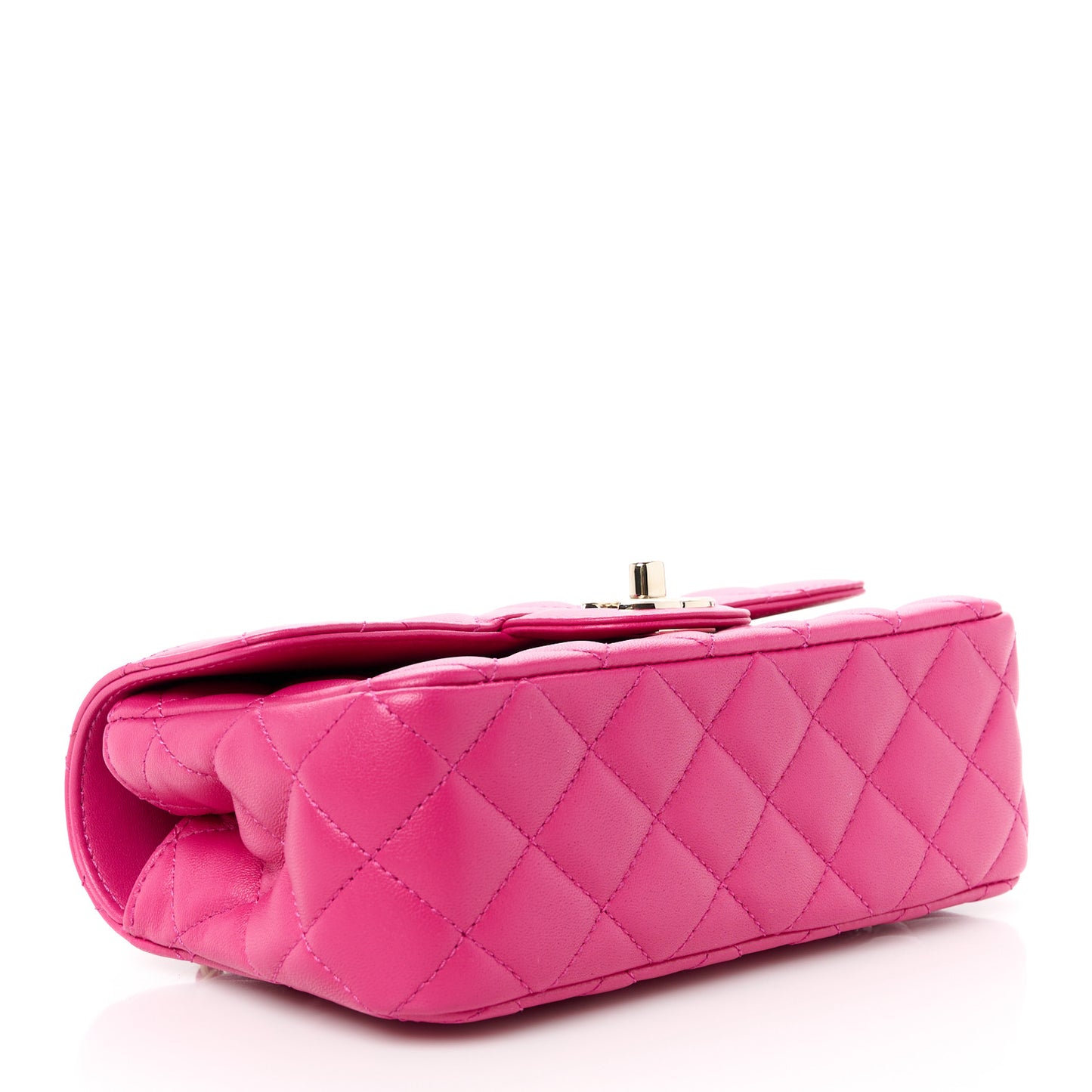 Lambskin Quilted Mini Crystal Top Handle Rectangular Flap Dark Pink