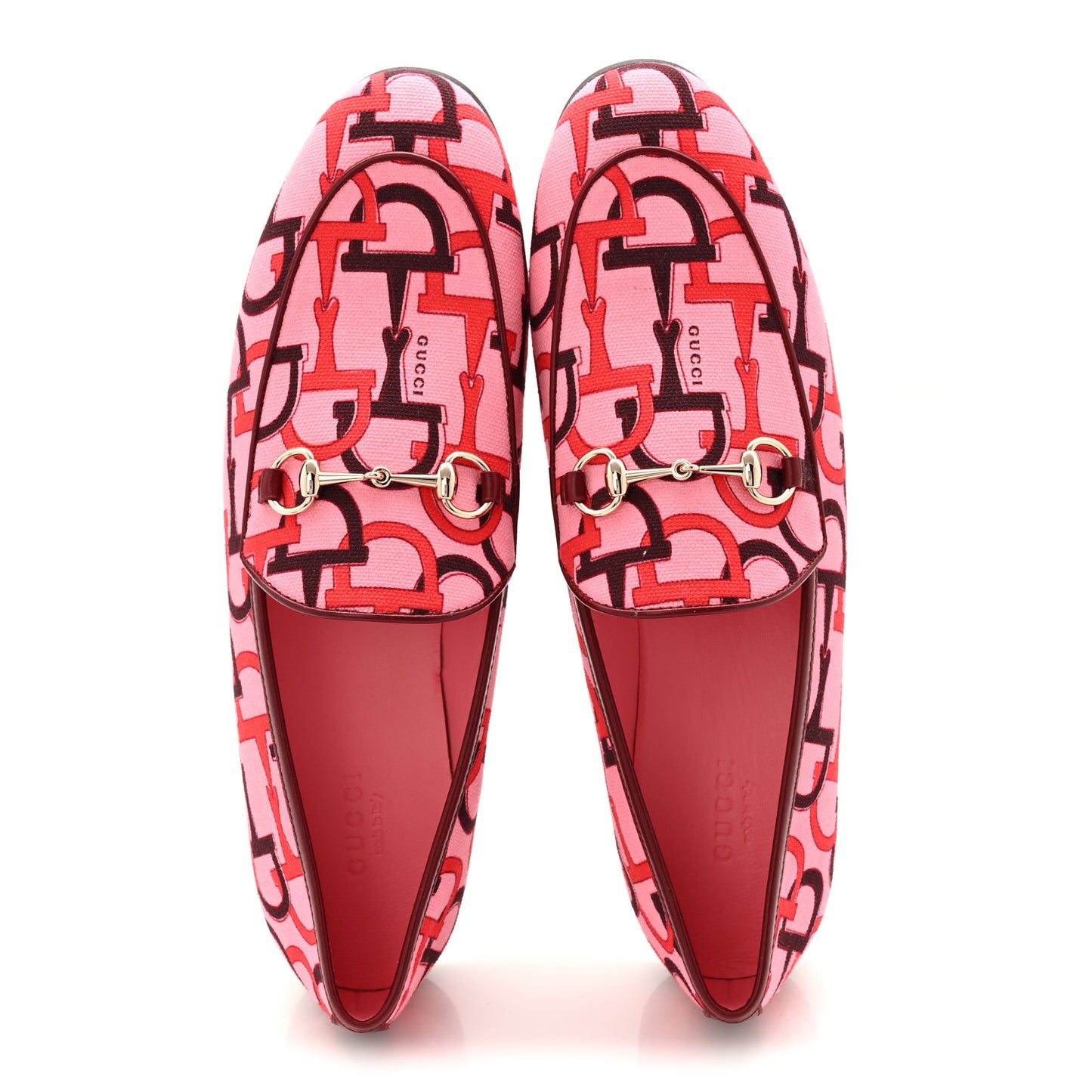 Betis Glamour Canvas Horsebit Print Womens Jordaan Loafers 39.5 Pink Rosso Ancora