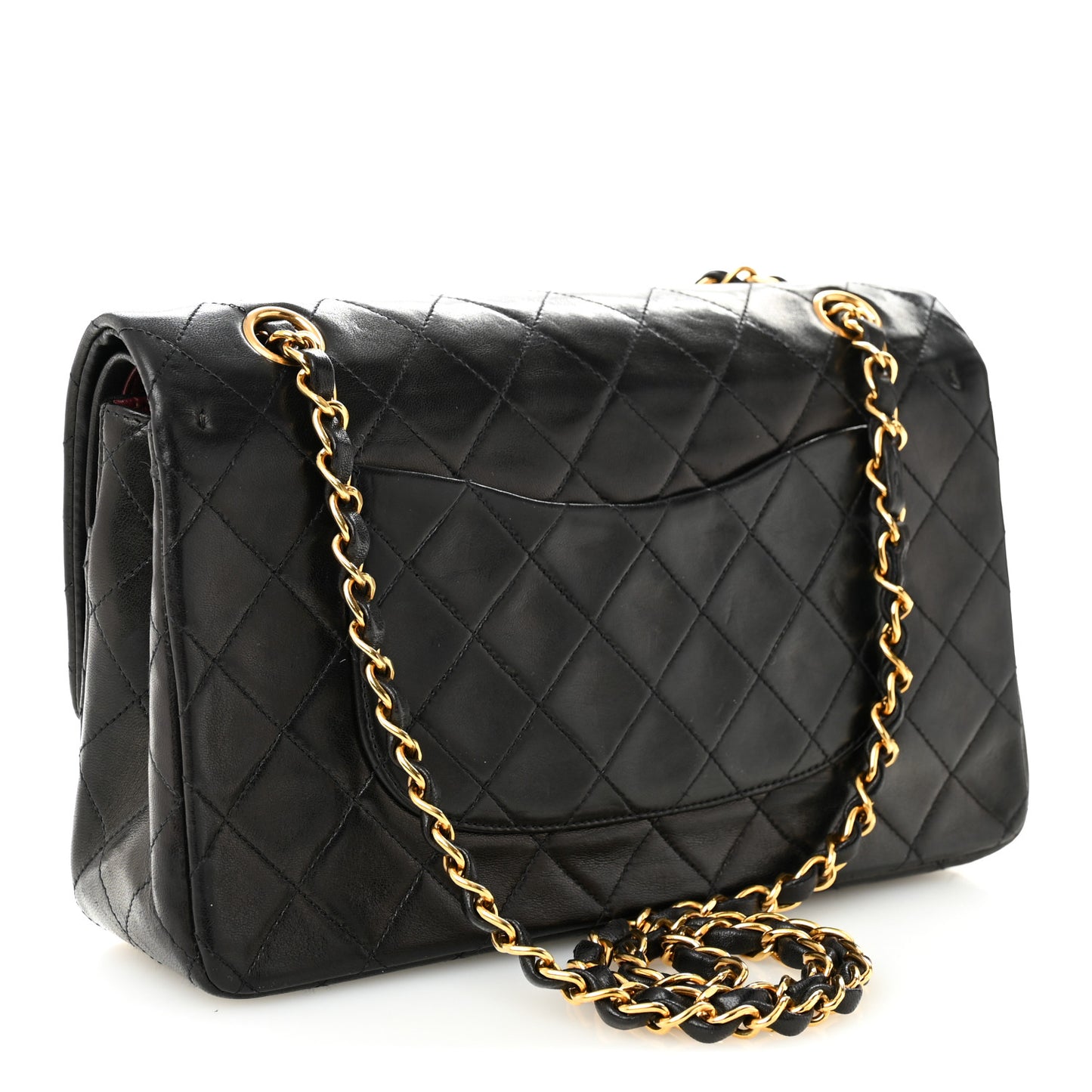 Lambskin Quilted Medium Double Flap Black