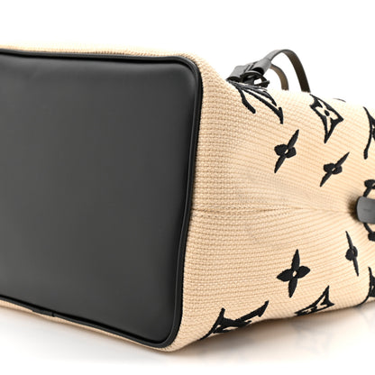 Louis Vuitton Cotton Monogram Embroidered Neonoe MM Beige Black 10 of 12