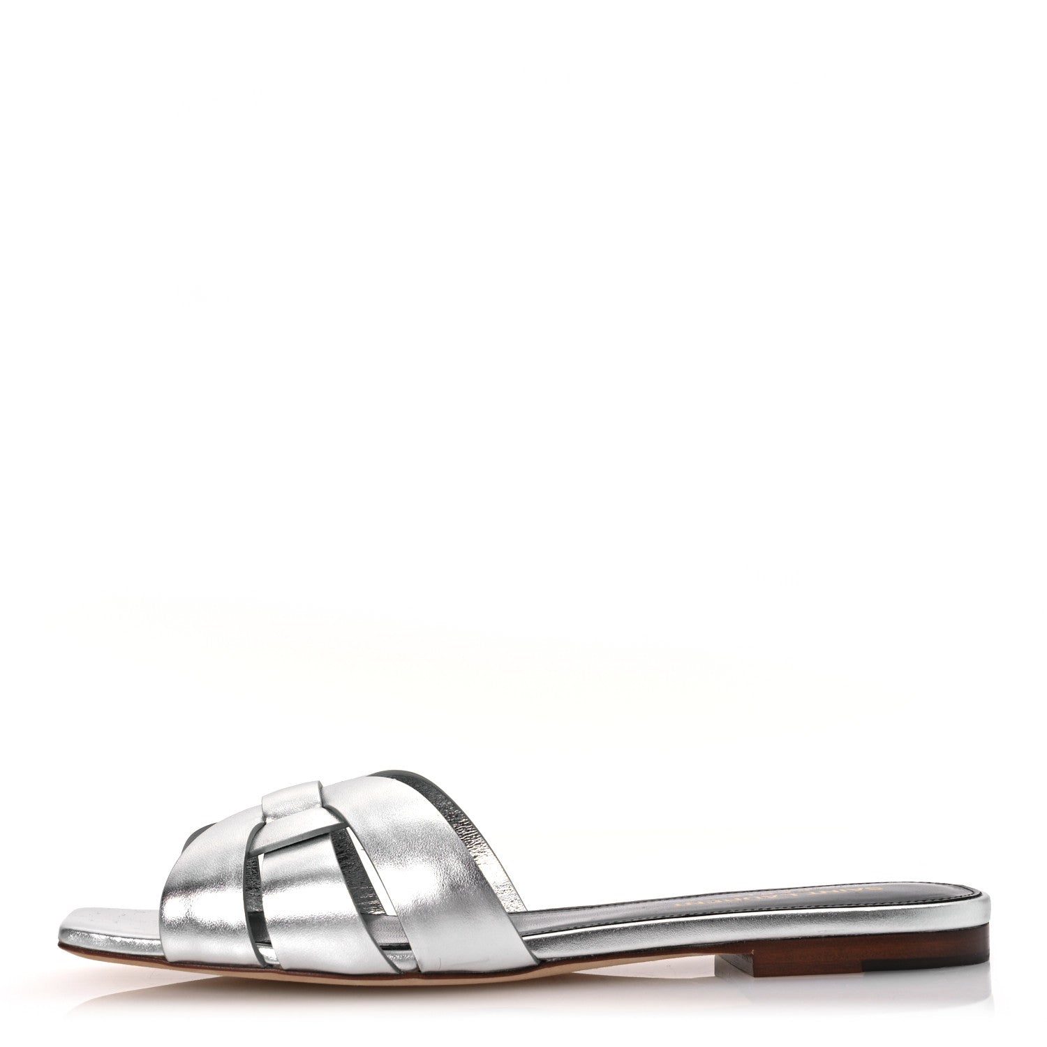 Saint Laurent Metallic Calfskin Nu Pied 05 Slide Sandals 36 Argento 1 of 11