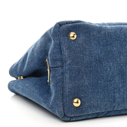 Prada Denim Small Logo Tote Bleu 9 of 10
