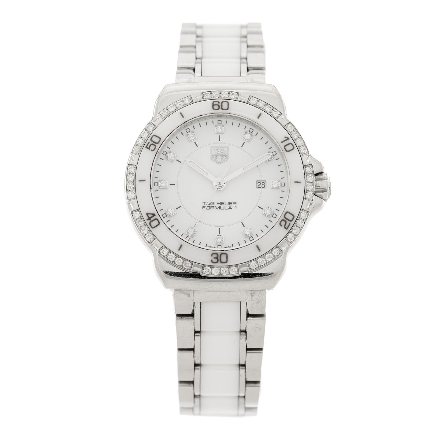 Stainless Steel Ceramic Diamond 32mm Formula 1 Quartz Watch White WAH1313