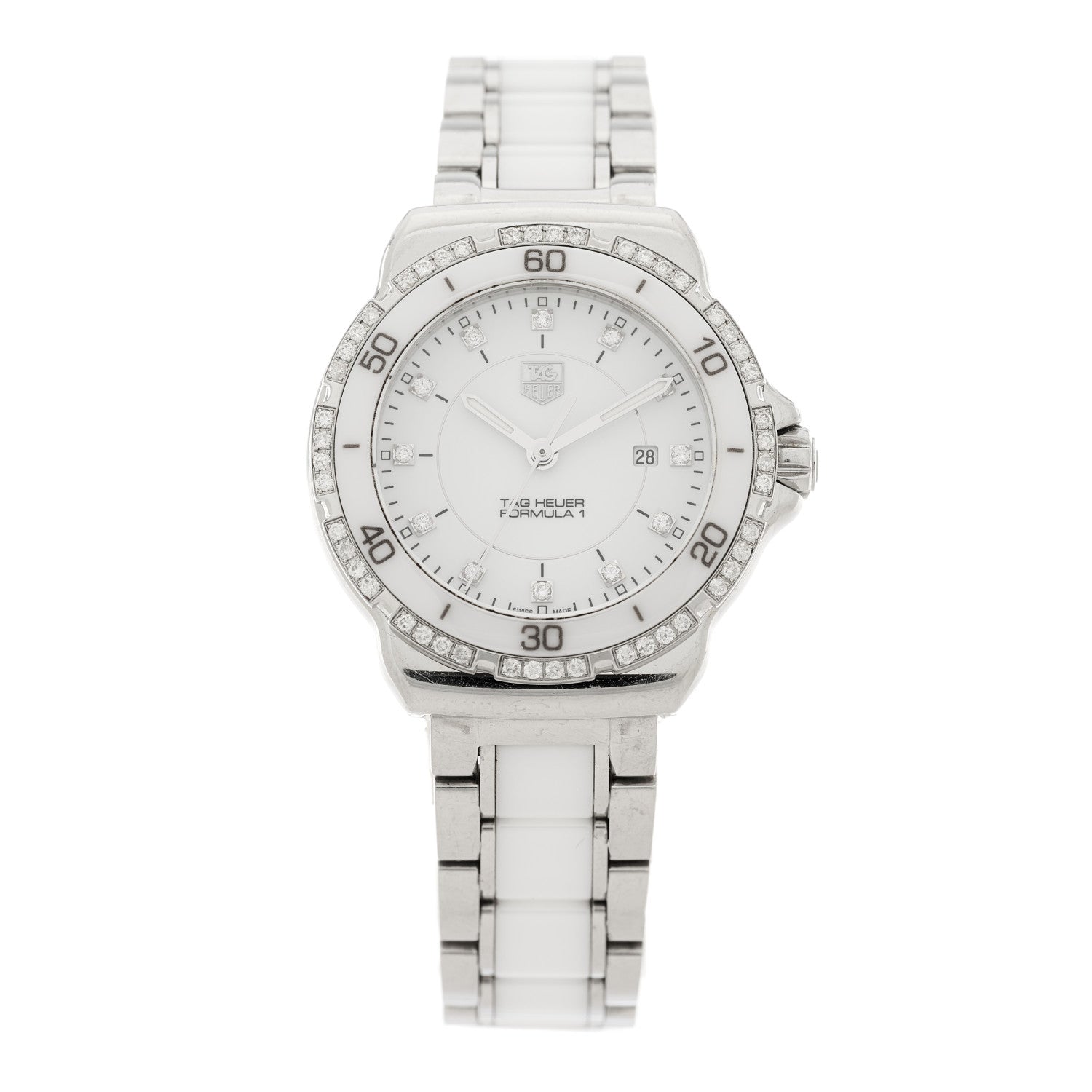 Tag Heuer Stainless Steel Ceramic Diamond 32mm Formula 1 Quartz Watch White WAH1313 1 of 5