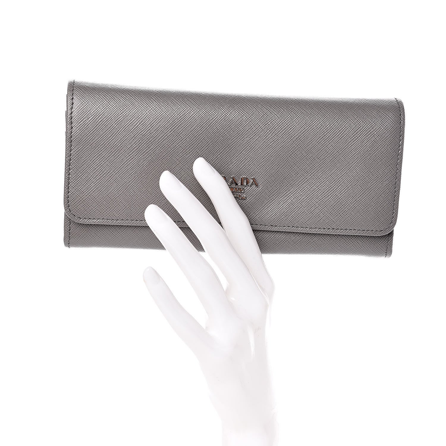Prada Saffiano Metal Continental Flap Wallet Marmo 2 of 8