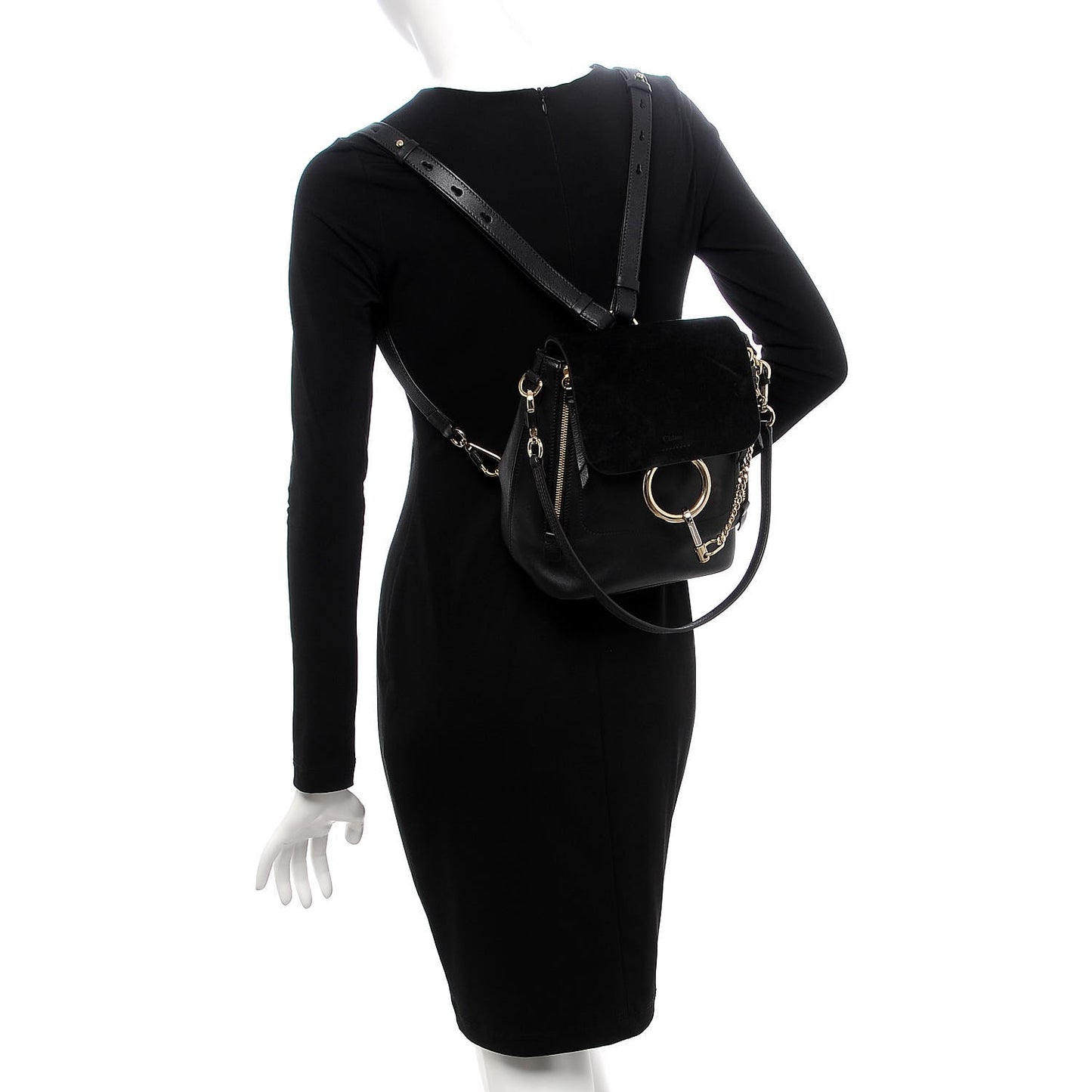 Suede Calfskin Medium Faye Backpack Black