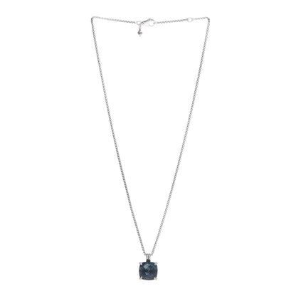 David Yurman Sterling Silver Diamond Hampton Blue Topaz 14mm Chatelaine Pendant Necklace 3 of 6