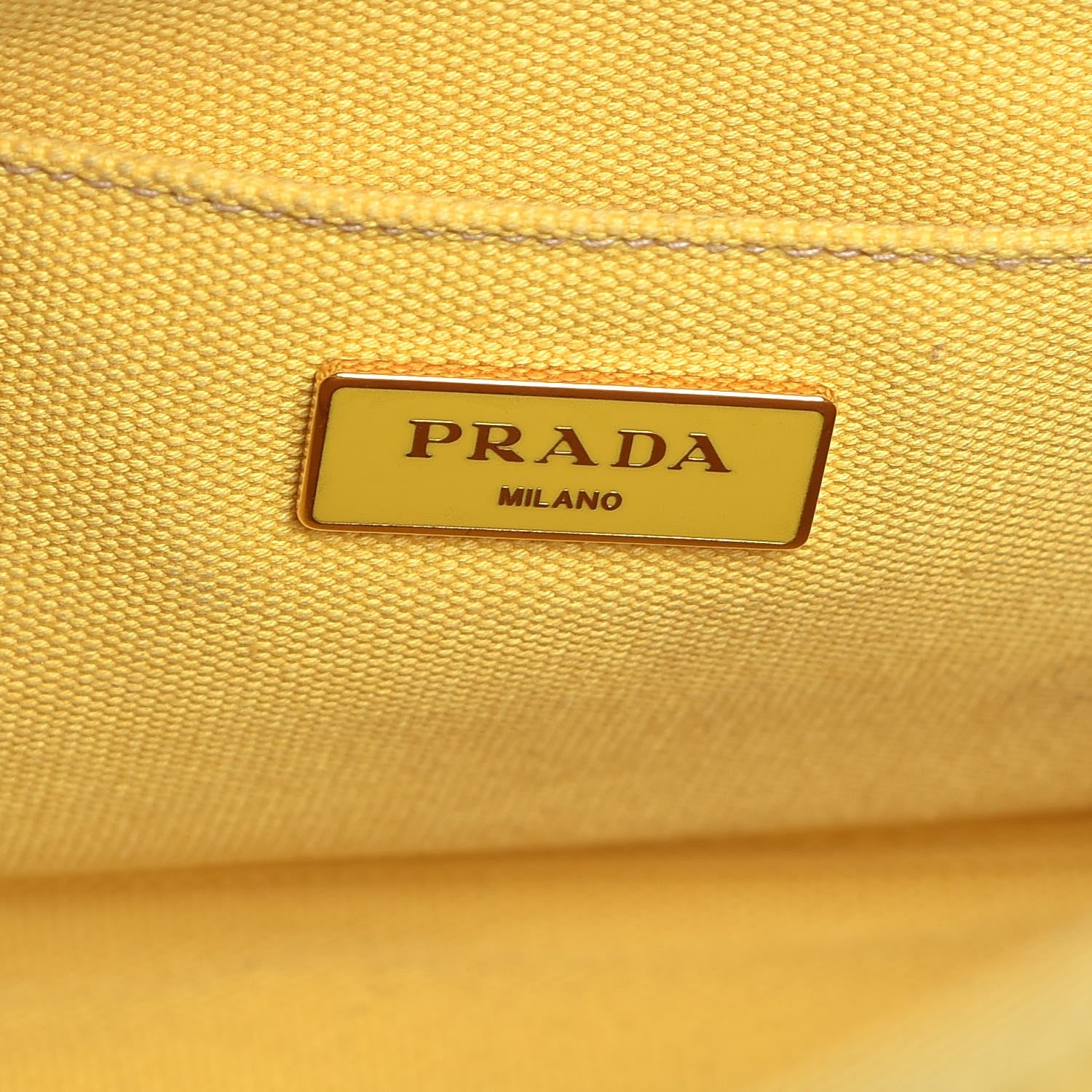 Prada Canvas Canapa Small Logo Tote Yellow 7 of 17