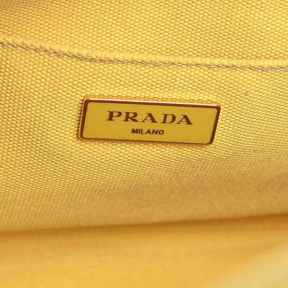 Prada Canvas Canapa Small Logo Tote Yellow 7 of 17