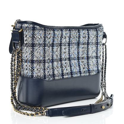Chanel Tweed Calfskin Quilted Medium Gabrielle Hobo Navy 3 of 9