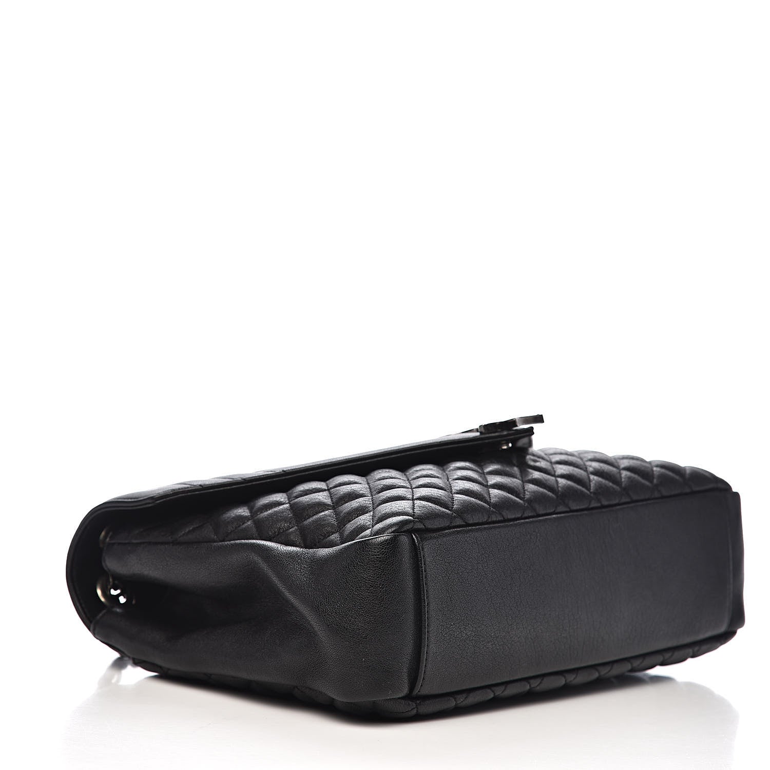 Saint Laurent Calfskin Mixed Matelasse Triquilt Large Monogram Satchel Black 4 of 11