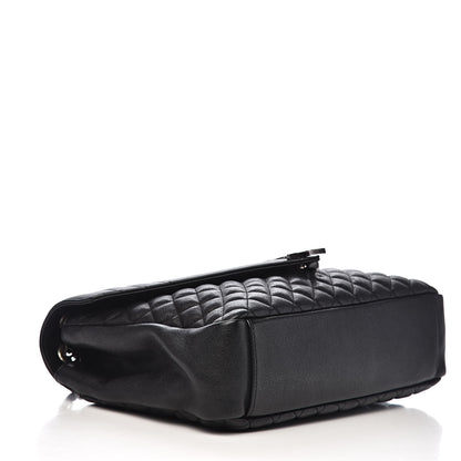 Saint Laurent Calfskin Mixed Matelasse Triquilt Large Monogram Satchel Black 4 of 11