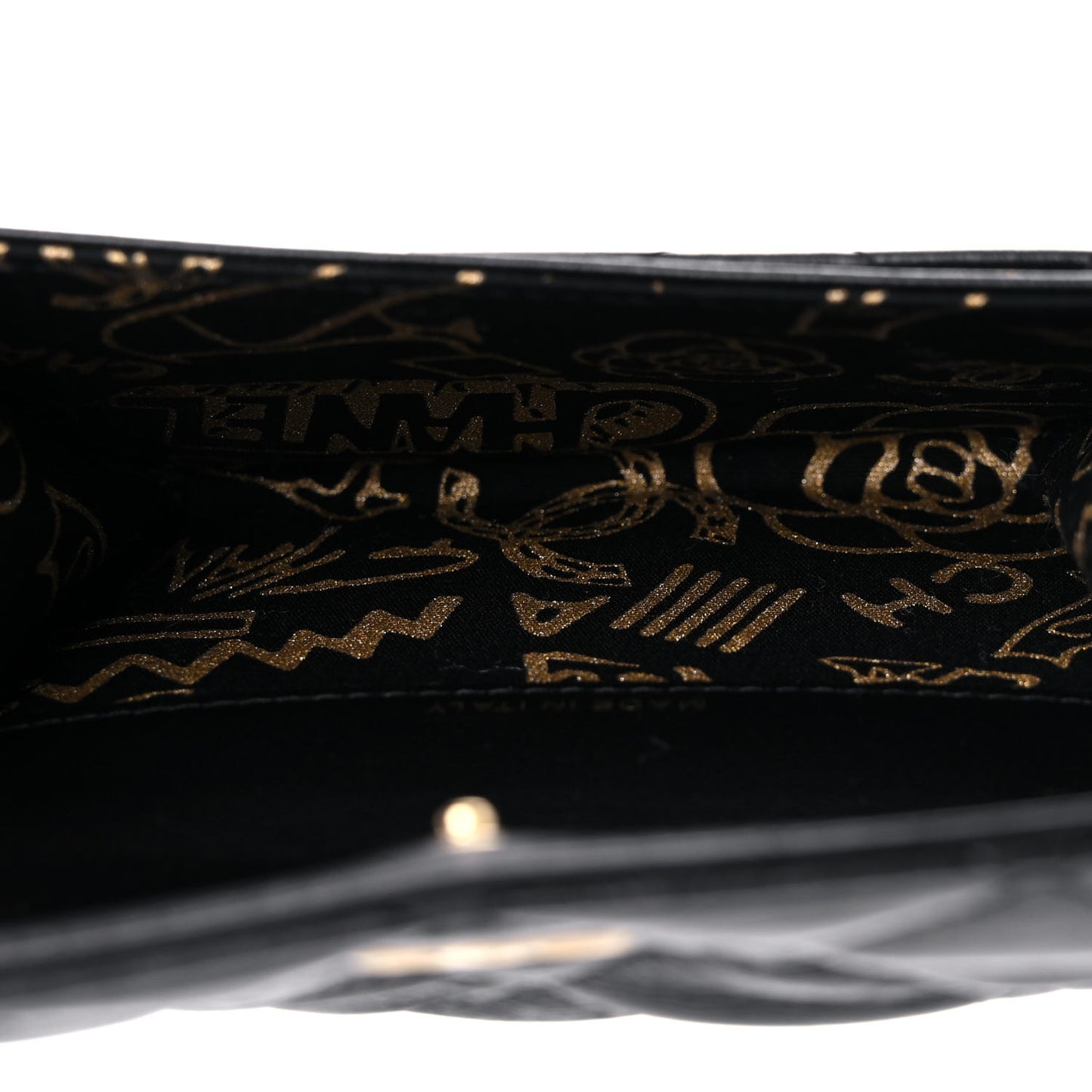 Lambskin Quilted Small Graffiti Compact Wallet Black