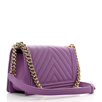 Chanel Caviar Chevron Quilted Medium Boy Flap Purple 3 of 9