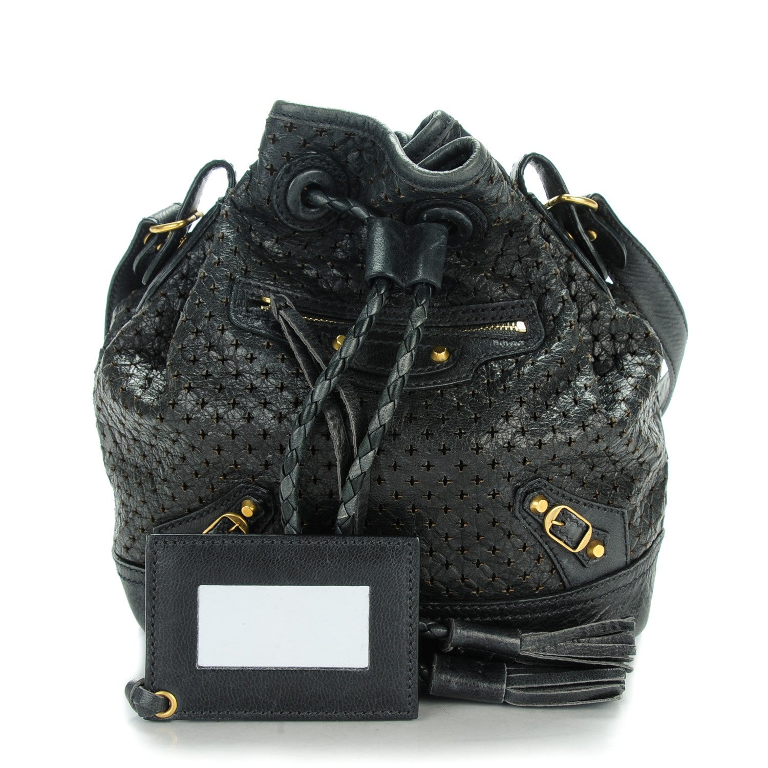 Balenciaga Agneau Classic Gold Hardware Perforated Cross Mini Pampille Black 1 of 7